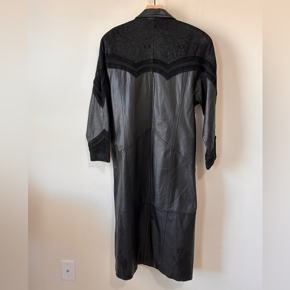 Vintage Black on Black Genuine Suede & Leather Trench Coat By Winlit Size M - Picture 2 of 11